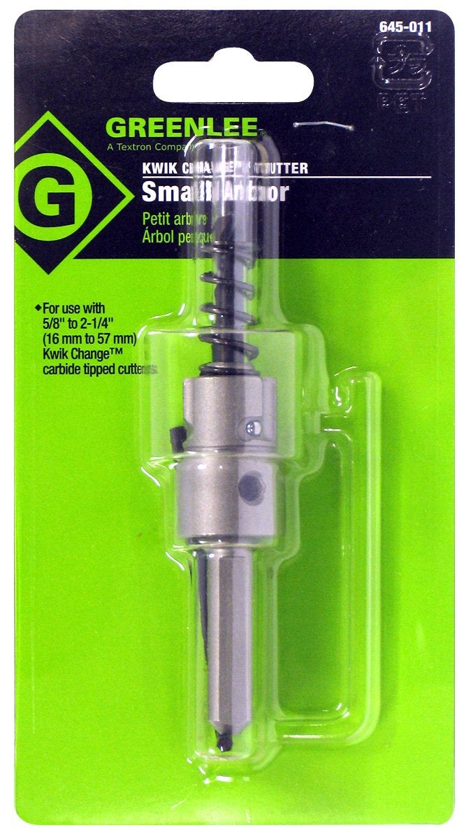 Greenlee 645-011 Small Arbor for 5/8" - 2-1/4" Kwik Change Carbide-Tipped Hole Cutter - Image 2